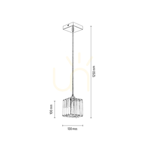 Casino Pendant Light, 1xE27, Max. 60W, Chrome Metal / Transparent PVC Cable / Transparent Crystal Shade, 13 cm small 5