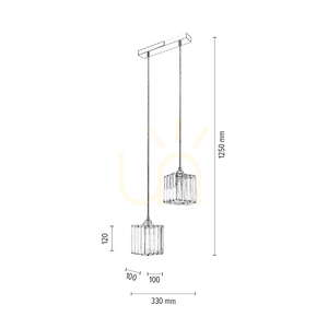 Casino Pendant Light, 2xE27, Max. 60W, Chrome Metal / Transparent PVC Cable / Transparent Crystal Shade, 33 cm small 4