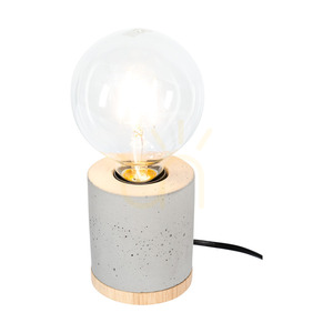 Cesar Table Lamp, 1xE27, Max. 25W, Oiled Oak/Gray Concrete/Black Braided Cable, Ø10 cm small 1