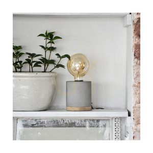 Cesar Table Lamp, 1xE27, Max. 25W, Oiled Oak/Gray Concrete/Black Braided Cable, Ø10 cm small 2
