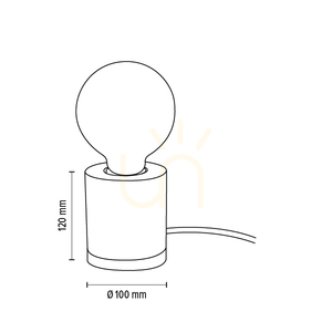 Cesar Table Lamp, 1xE27, Max. 25W, Oiled Oak/Gray Concrete/Black Braided Cable, Ø10 cm small 3