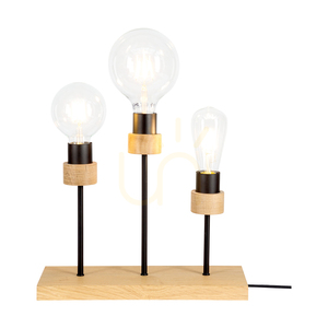 Chandelle Table Lamp, 3xE27, Max 25W, Oiled Oak/Black Metal/Black Braided Cable, 35 cm small 1