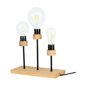 Chandelle Table Lamp, 3xE27, Max 25W, Oiled Oak/Black Metal/Black Braided Cable, 35 cm small 2
