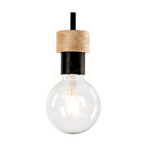 Chandelle Ceiling Light, 1xE27, Max. 40W, Oiled Oak/Black Metal, 13.5 cm small 2