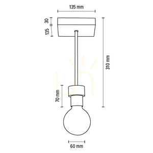 Chandelle Ceiling Light, 1xE27, Max. 40W, Oiled Oak/Black Metal, 13.5 cm small 4