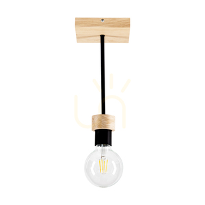 Chandelle Ceiling Light, 1xE27, Max. 40W, Oiled Oak/Black Metal, 13.5 cm small 0