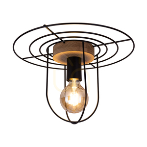 Chester Ceiling Light, 1xE27, Max. 60W, Oiled Oak/Black Metal, Ø35 cm small 2