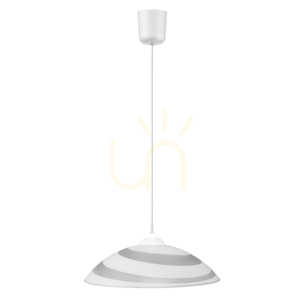 Circle Pendant Light, 1xE27, Max. 60W, White Plastic / White PVC Cable / White Glass Shade, Ø40 cm