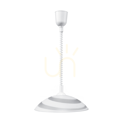 Check Circle Pendant Light, 1xE27, Max. 60W, White Plastic/White Glass Shade, Ø35 cm