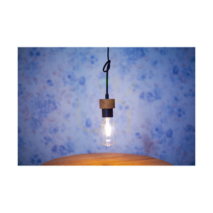 Clarte Pendant Light, 1xE27, Max. 60W, Oiled Oak/Black Metal/Black Braided Cable, Ø10 cm small 4