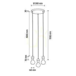 Clarte Pendant Light, 3xE27, Max. 60W, Oiled Oak/Black Metal/Black Braided Cable, Ø30 cm small 4