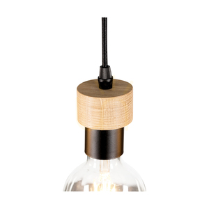 Clarte Pendant Light, 5xE27, Max. 60W, Oiled Oak/Black Metal/Black Braided Cable, Ø15 cm small 2