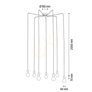 Clarte Pendant Light, 7xE27, Max. 60W, Oiled Oak/Black Metal/Black Braided Cable, Ø15 cm small 6