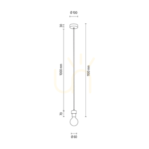 Clarte Wood Pendant Light, 1xE27, Max. 60W, Oiled Oak/Black Metal/Black Braided Cable, Ø10 cm small 5