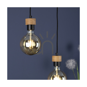 Clarte Wood Pendant Light 4xE27 Max. 25W Oiled Oak/Black Metal/Black Braided Cable 75 cm small 5