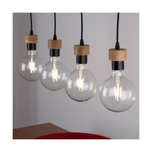 Clarte Wood Pendant Light 4xE27 Max. 60W Oiled Oak/Black 75 cm small 2