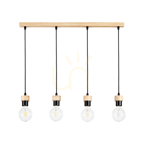 Check Clarte Wood Pendant Light 4xE27 Max. 60W Oiled Oak/Black 75 cm