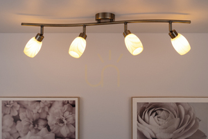 Clea Ceiling Light, Includes 4xG9 Sockets, Max. 28W, Metal Patina/Ecru Glass Shade, 78 cm small 3