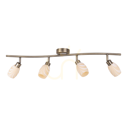 Check Clea Ceiling Light, Includes 4xG9 Sockets, Max. 28W, Metal Patina/Ecru Glass Shade, 78 cm
