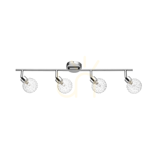 Check Clear 4xG9 Ceiling Light, Max. 28W, Chrome Metal/Transparent Glass Shade, 69 cm