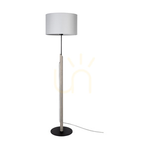 Colette Grey Floor Lamp, 1xE27, Max. 60W, Gray-Stained Pine, Black Metal, Black Braided Cable, Gray Lampshade, Ø40 cm small 2