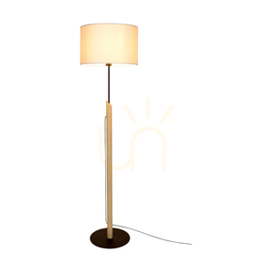 Colette Grey Floor Lamp, 1xE27, Max. 60W, Gray-Stained Pine, Black Metal, Black Braided Cable, Gray Lampshade, Ø40 cm small 3