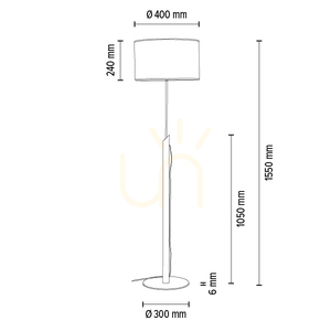 Colette Grey Floor Lamp, 1xE27, Max. 60W, Gray-Stained Pine, Black Metal, Black Braided Cable, Gray Lampshade, Ø40 cm small 4