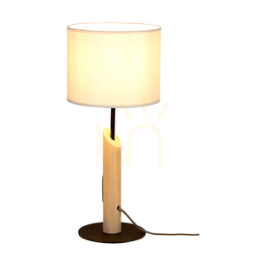 Colette Grey Table Lamp, 1xE27, Max. 40W, Gray-Stained Pine, Black Metal, Black Braided Cable, Gray Lampshade, Ø20 cm small 1