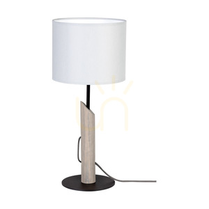 Colette Grey Table Lamp, 1xE27, Max. 40W, Gray-Stained Pine, Black Metal, Black Braided Cable, Gray Lampshade, Ø20 cm small 0