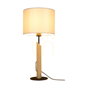 Colette Grey Table Lamp, 1xE27, Max. 60W, Gray-Stained Pine, Black Metal, Black Braided Cable, Gray Lampshade, Ø27 cm small 1
