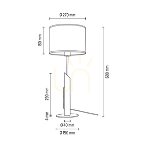 Colette Grey Table Lamp, 1xE27, Max. 60W, Gray-Stained Pine, Black Metal, Black Braided Cable, Gray Lampshade, Ø27 cm small 2