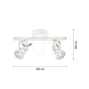 Concreto Ceiling Light, 2xGU10, Max. 50W, Concrete and Metal, 28.5 cm small 3
