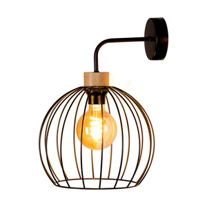 Coop Wall Sconce 1xE27 Max. 60W Oiled Oak/Black Metal 28 cm small 1