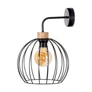 Coop Wall Sconce 1xE27 Max. 60W Oiled Oak/Black Metal 28 cm small 0