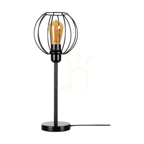 Check Coop Table Lamp, 1xE27, Max. 25W, Black Metal/Black PVC Cable, Ø19 cm