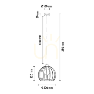 Coop Pendant Light 1xE27 Max. 60W Black Metal/Black PVC Cable Ø37 cm small 3