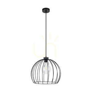 Coop Pendant Light 1xE27 Max. 60W Black Metal/Black PVC Cable Ø37 cm small 0