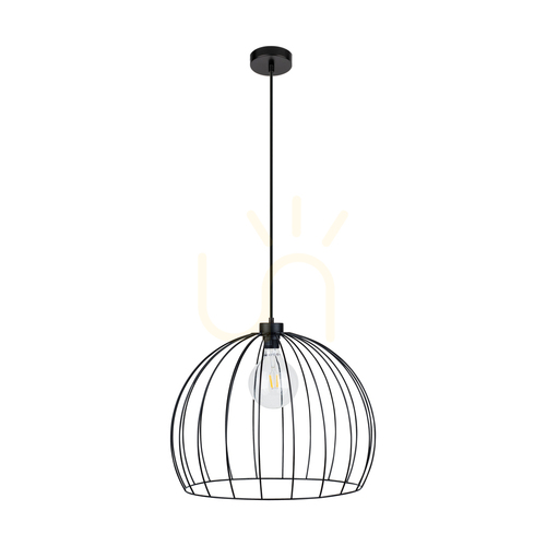 Check Coop Pendant Light 1xE27 Max. 60W Black Metal/Black PVC Cable Ø49 cm