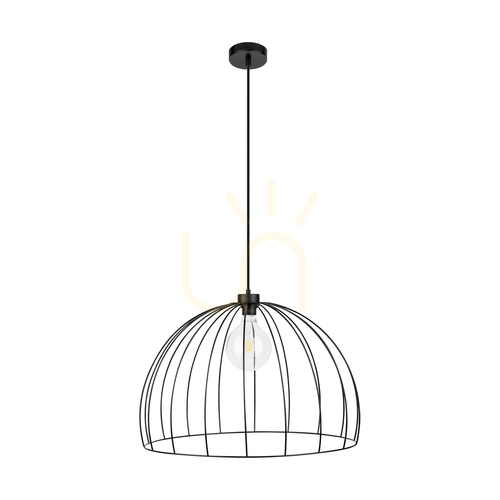 Check Coop Pendant Light 1xE27 Max. 60W Black Metal/Black PVC Cable Ø57 cm