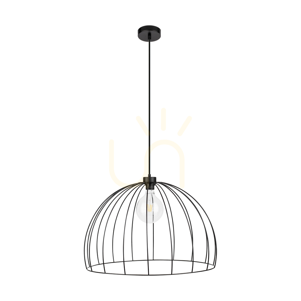 Coop Pendant Light 1xE27 Max. 60W Black Metal/Black PVC Cable Ø57 cm