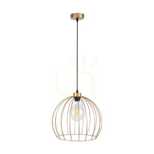 Coop Pendant Light, 1xE27, Max. 60W, Gold Metal/Black PVC Cable, Ø37 cm small 0