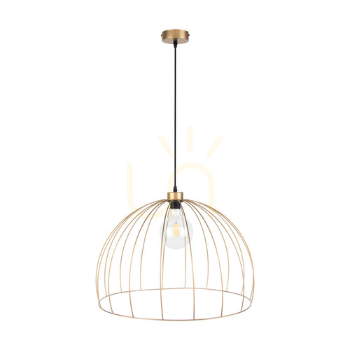 Check Coop Pendant Light, 1xE27, Max. 60W, Gold Metal/Black PVC Cable, Ø57 cm