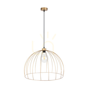 Coop Pendant Light, 1xE27, Max. 60W, Gold Metal/Black PVC Cable, Ø57 cm small 0
