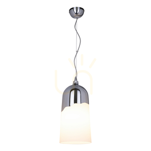 Daga Pendant Light, 1xE27, Max. 60W, Chrome Metal/White Glass Shade, Ø18 cm small 1