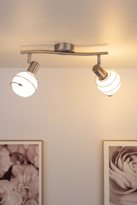 Daria Ceiling Light, 2xE14, Max. 40W, Satin Metal/White, Glass Shade, 49 cm small 3