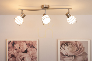 Daria Ceiling Light, 3xE14, Max. 40W, Satin Metal/White, Glass Shade, 74 cm small 3