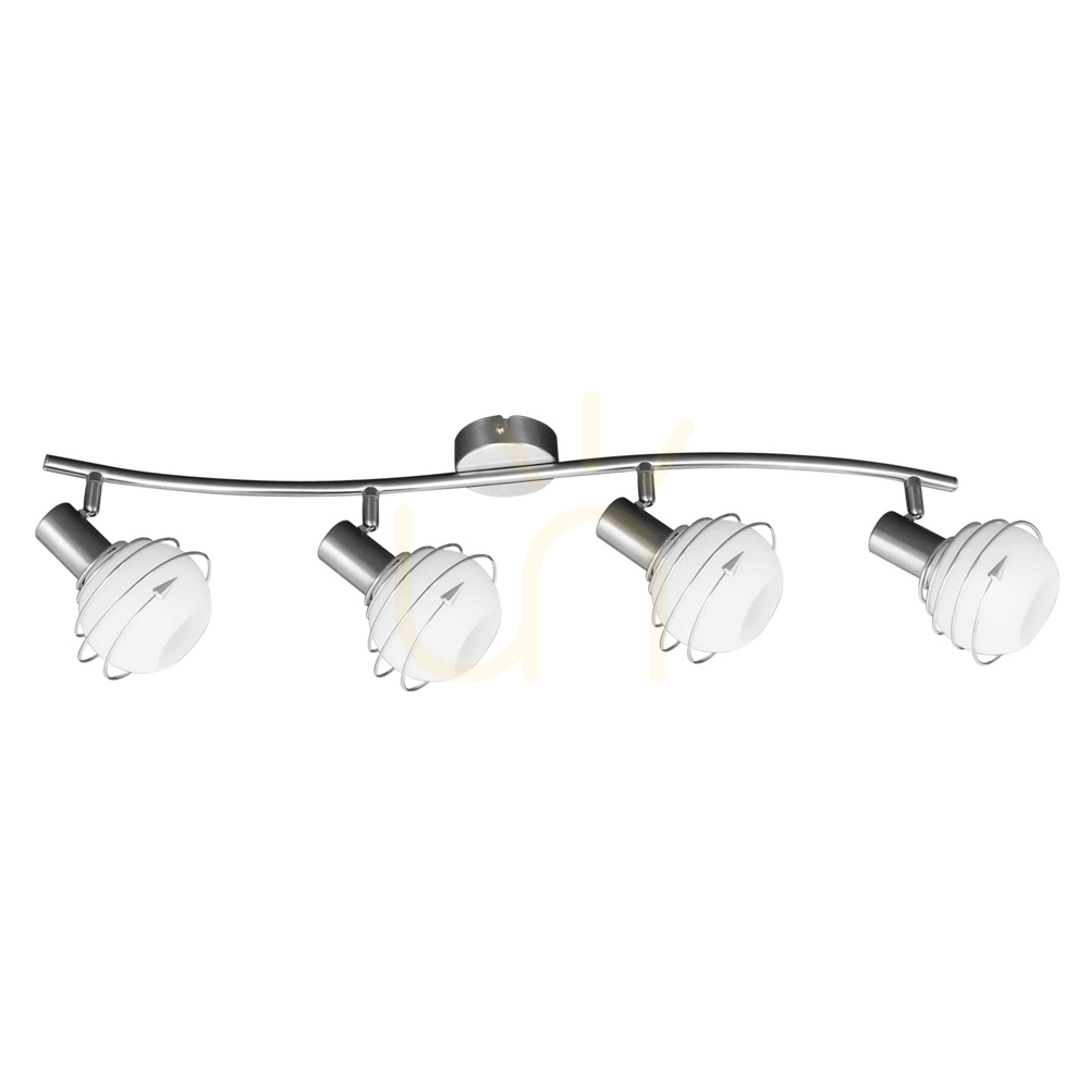 Daria Ceiling Light, 4xE14, Max. 40W, Satin Metal/White, Glass Shade, 85 cm