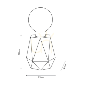 Diamant Table Lamp, 1xE27, Max. 25W, White Concrete/Black PVC Cable, Ø12 cm small 4