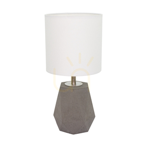 Diamant Table Lamp, 1xE27, Max. 25W, Concrete Gray/Black PVC Cable/White Lampshade, Ø17 cm small 0