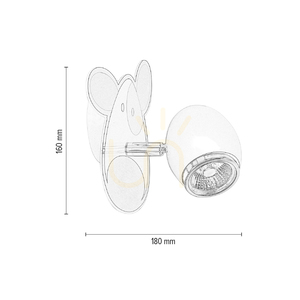Doggy Wall Sconce 1xGU10 Max. 50W White/Chrome Metal with Dog Pattern 18 cm small 4